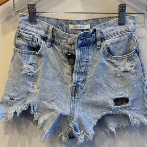 PacSun High Rise Icon Light Wash Distressed Denim Shorts